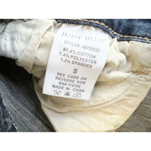Judy Blue Small High Rise Cut Off Bermuda Distressed Denim Shorts Med Wash - Picture 5 of 6